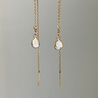 Salt and Pepper Diamond Slice Threader Earrings, 18k Gold, April Birthstone Earrings