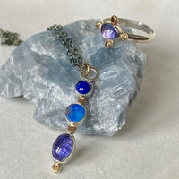 Tanzanite 14k Gold and Silver Ring, Engagement Wedding Ring
