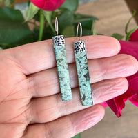 Long African Turquoise Rectangular Slab Earrings