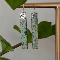 Long African Turquoise Rectangular Slab Earrings