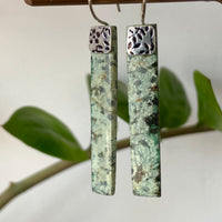 Long African Turquoise Rectangular Slab Earrings