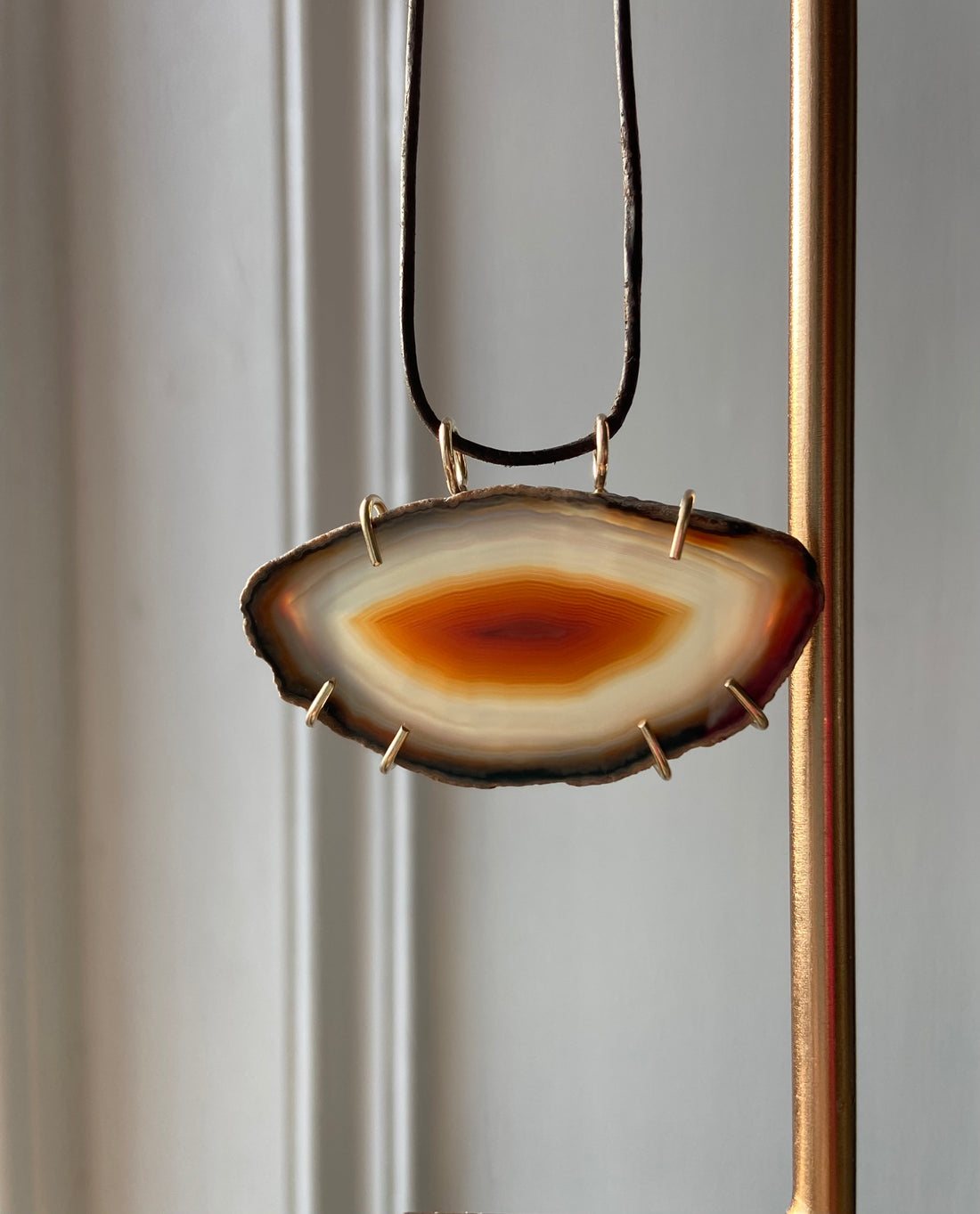 Large Brazilian Agate Geode Slice Pendant Necklace