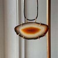 Large Brazilian Agate Geode Slice Pendant Necklace