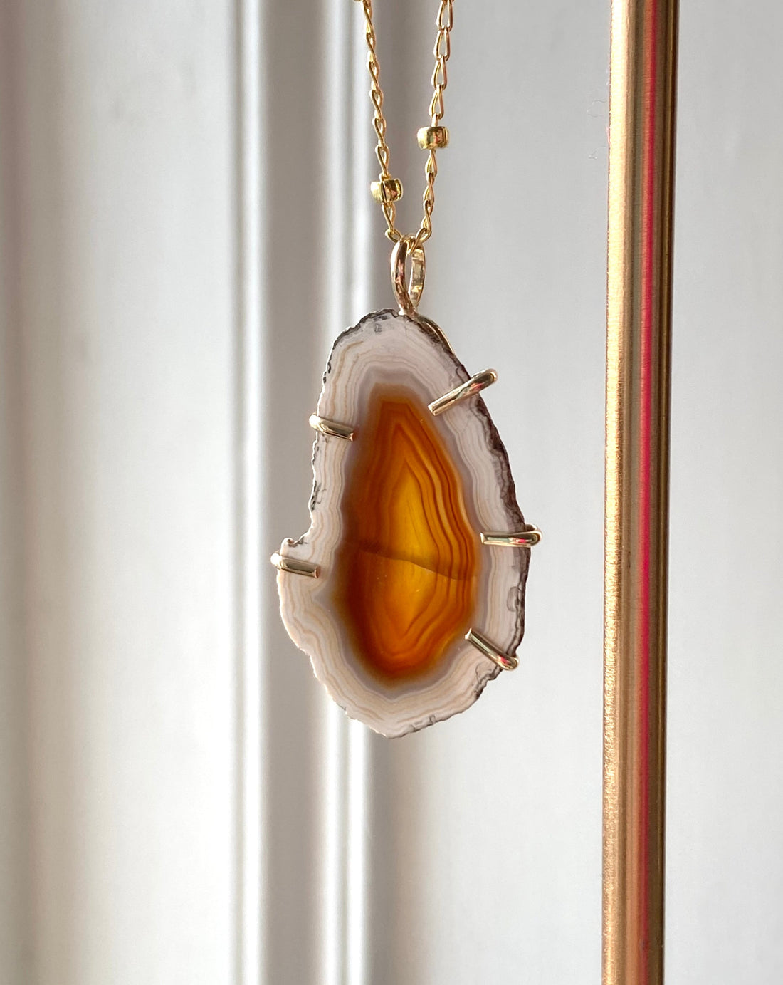 Large Brazilian Agate Geode Slice Pendant Necklace