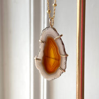 Large Brazilian Agate Geode Slice Pendant Necklace