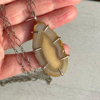 Large Brazilian Agate Geode Slice Pendant Necklace