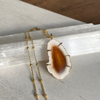 Large Brazilian Agate Geode Slice Pendant Necklace