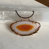 Large Brazilian Agate Geode Slice Pendant Necklace