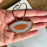 Large Brazilian Agate Geode Slice Pendant Necklace