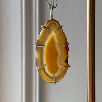 Large Brazilian Agate Geode Slice Pendant Necklace