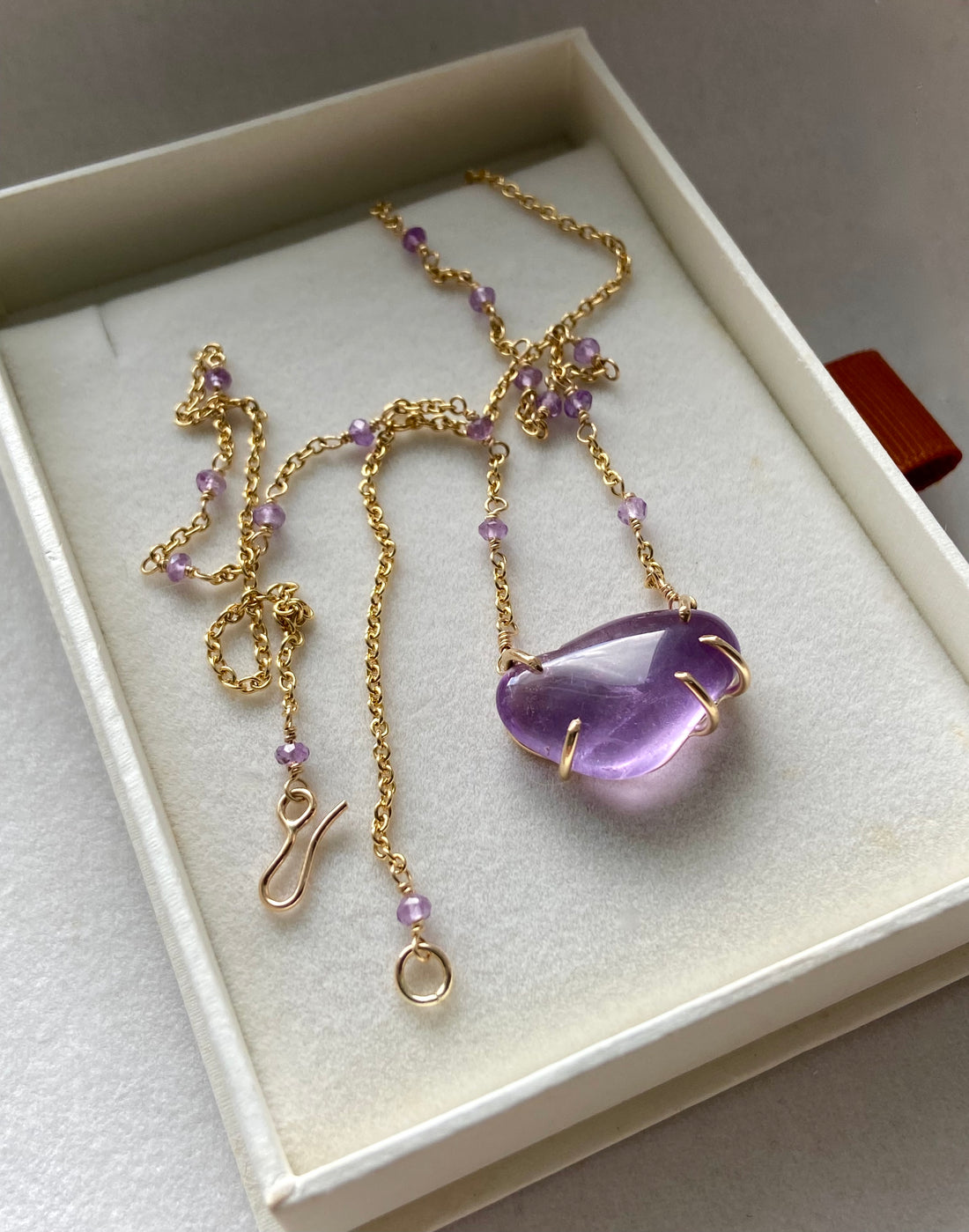 Brazilian Amethyst Pendant Necklace, February Birthstone Necklace