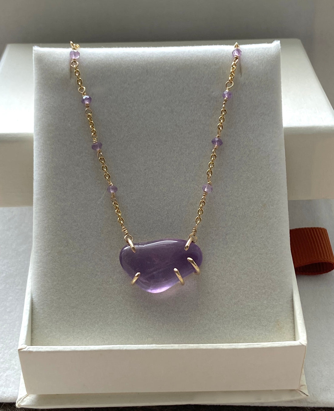 Brazilian Amethyst Pendant Necklace, February Birthstone Necklace