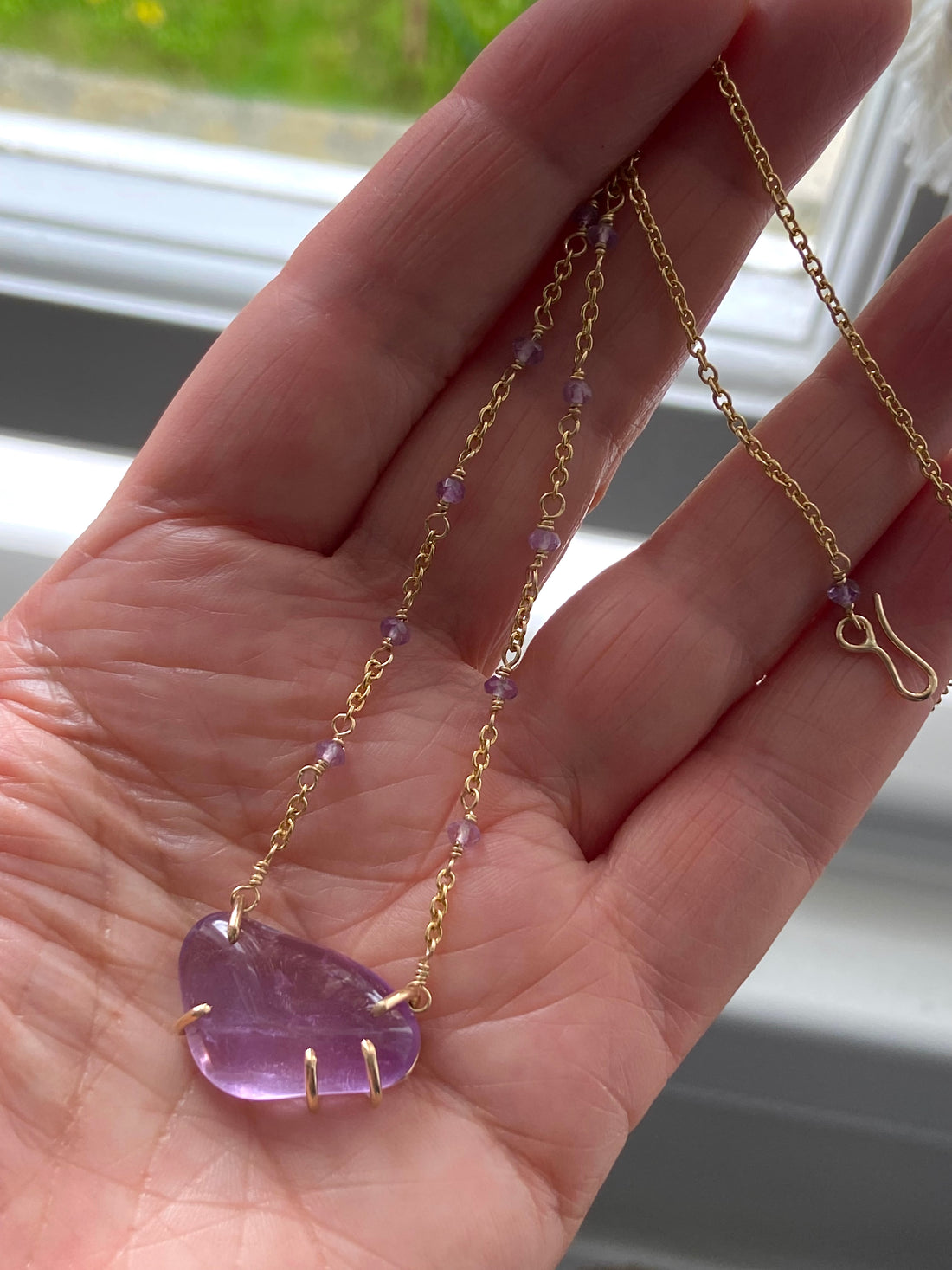 Brazilian Amethyst Pendant Necklace, February Birthstone Necklace