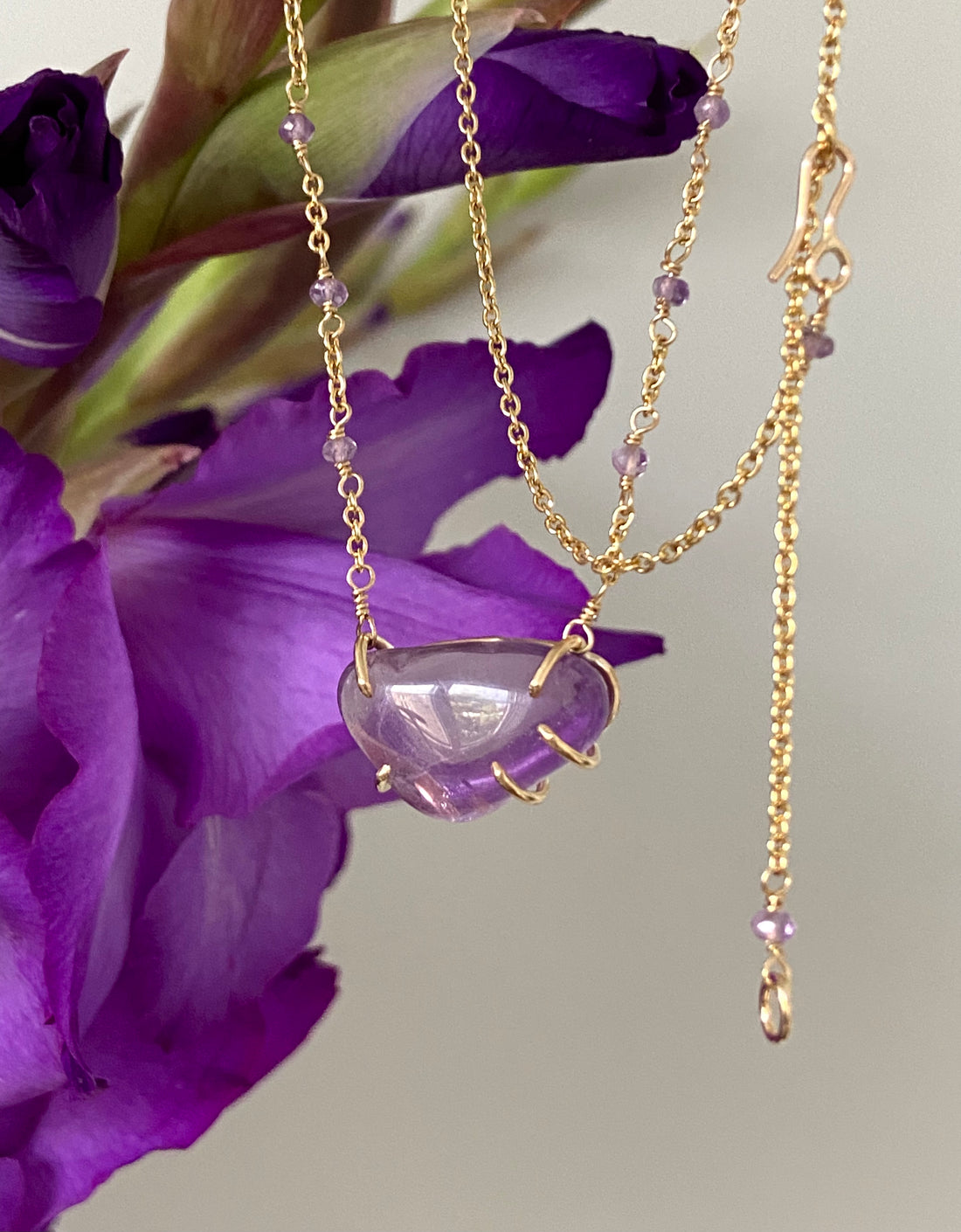 Brazilian Amethyst Pendant Necklace, February Birthstone Necklace