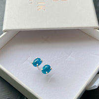 Neon Blue Apatite Stud Earrings
