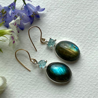 Labradorite and Raw Aquamarine Earrings