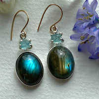 Labradorite and Raw Aquamarine Earrings