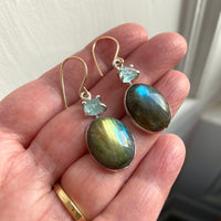 Labradorite and Raw Aquamarine Earrings