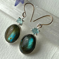 Labradorite and Raw Aquamarine Earrings