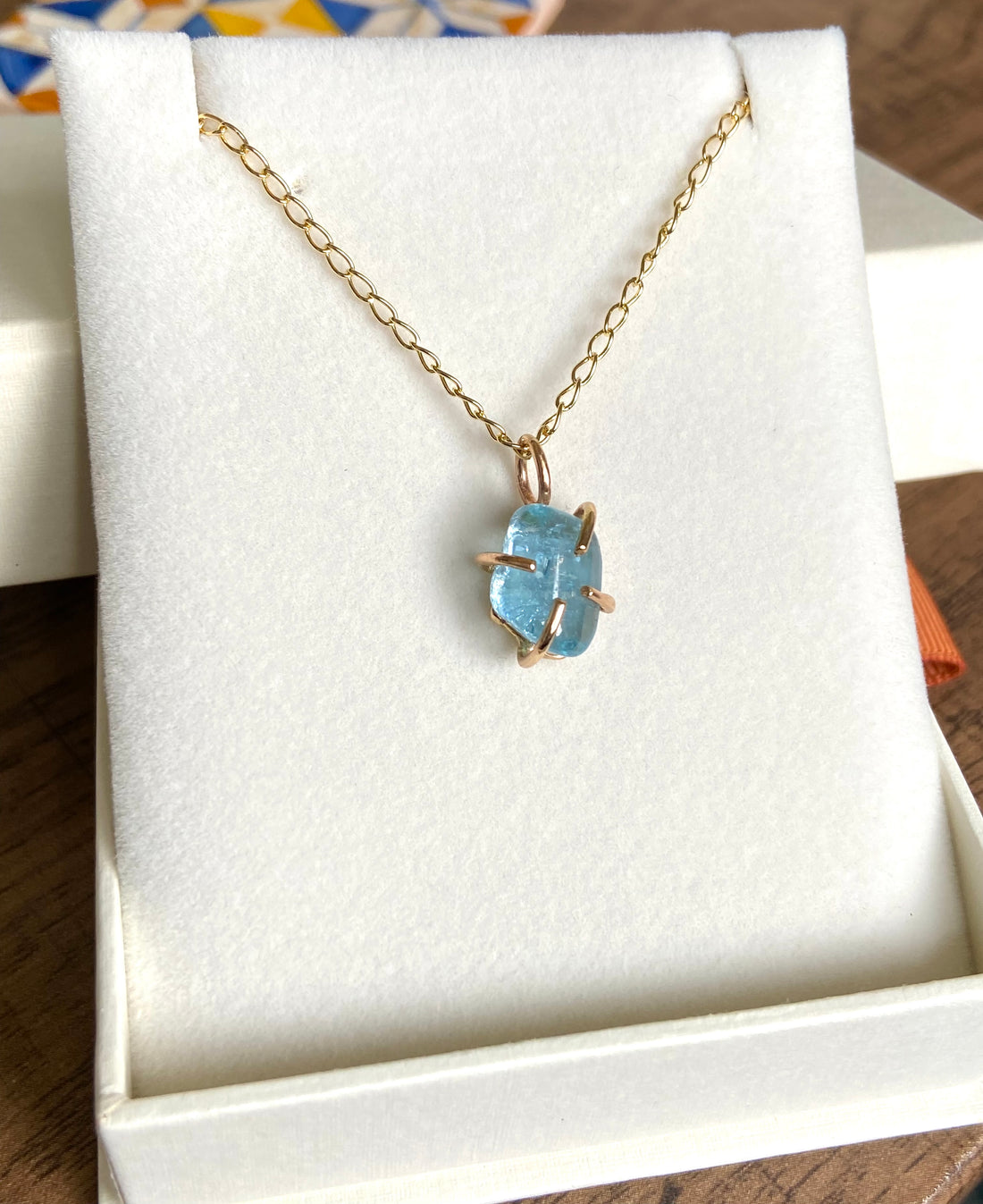 Brazilian Santa Maria Blue Aquamarine Pendant Necklace, March Birthstone