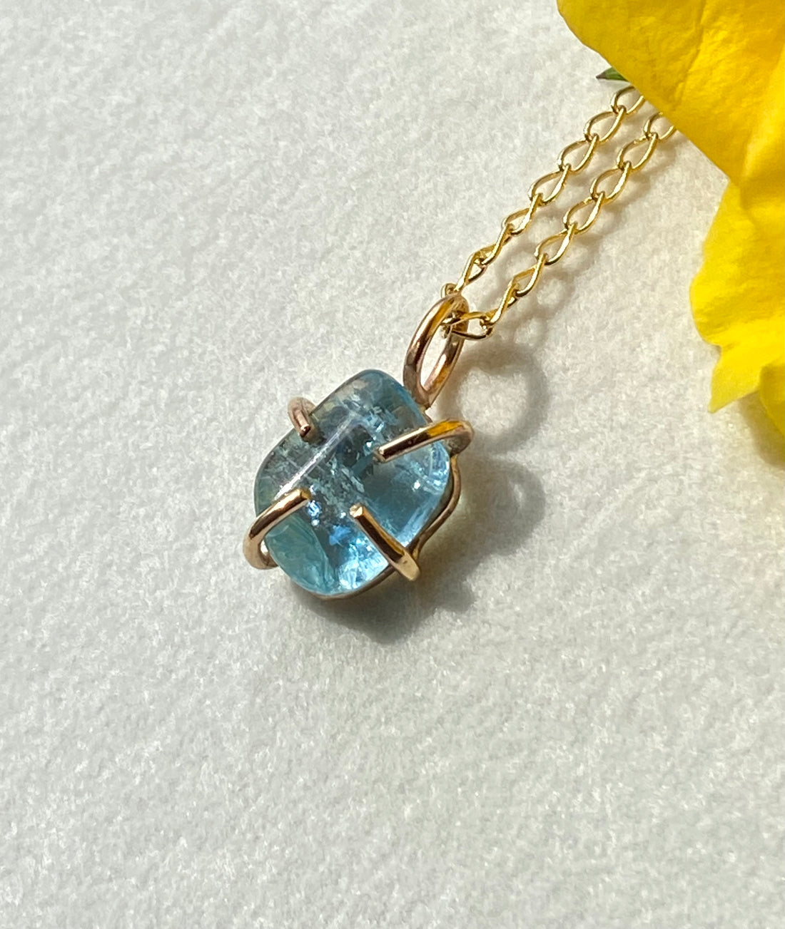 Brazilian Santa Maria Blue Aquamarine Pendant Necklace, March Birthstone
