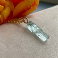 Raw Aquamarine Crystal Pendant Necklace, March Birthstone