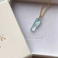 Raw Aquamarine Crystal Pendant Necklace, March Birthstone