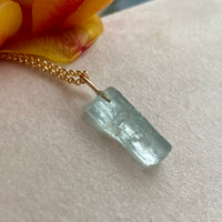 Raw Aquamarine Crystal Pendant Necklace, March Birthstone