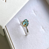 Raw Natural Aquamarine Crystal Ring, March Birthstone