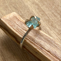 Raw Natural Aquamarine Crystal Ring, March Birthstone
