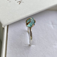Raw Natural Aquamarine Crystal Ring, March Birthstone