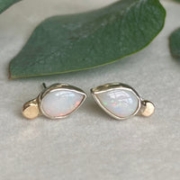 Solid Australian White Opal Stud Earrings, October Birthstone Earrings