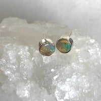 Australian Boulder Matrix Opal Stud Earrings, October Birthstone Earrings