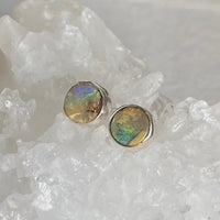 Australian Boulder Matrix Opal Stud Earrings, October Birthstone Earrings