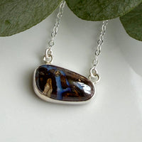 Australian Boulder Opal Pendant Necklace, October Birthstone Necklace