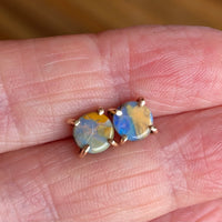 Australian Boulder Matrix Opal Stud Earrings, October Birthstone Earrings