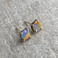 Australian Boulder Matrix Opal Stud Earrings, October Birthstone Earrings