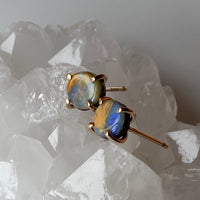 Australian Boulder Matrix Opal Stud Earrings, October Birthstone Earrings