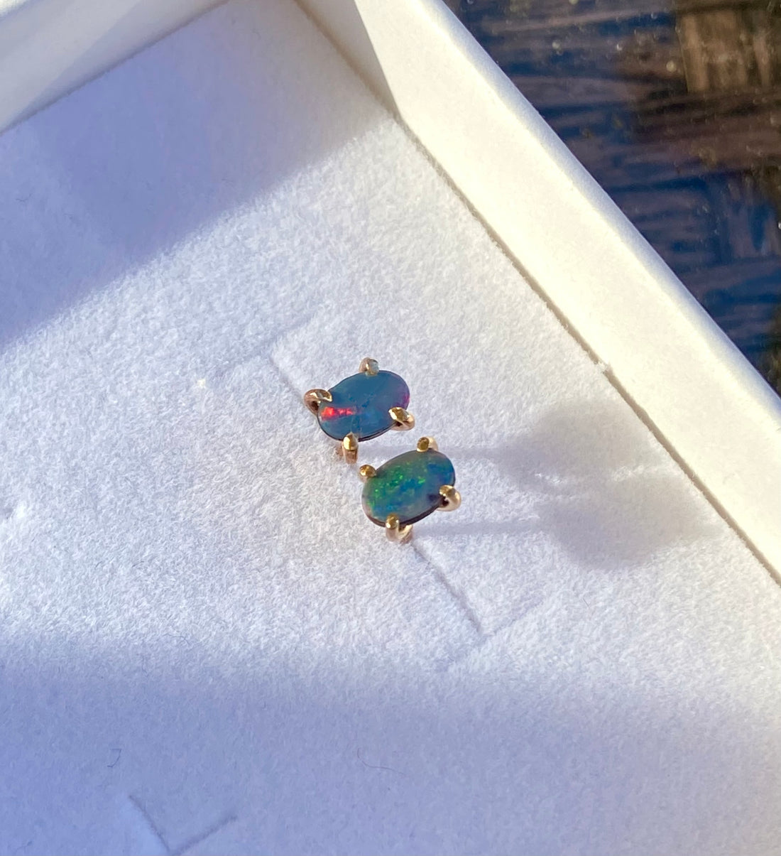 Australian Opal Stud Earrings, October Birthstone Earrings