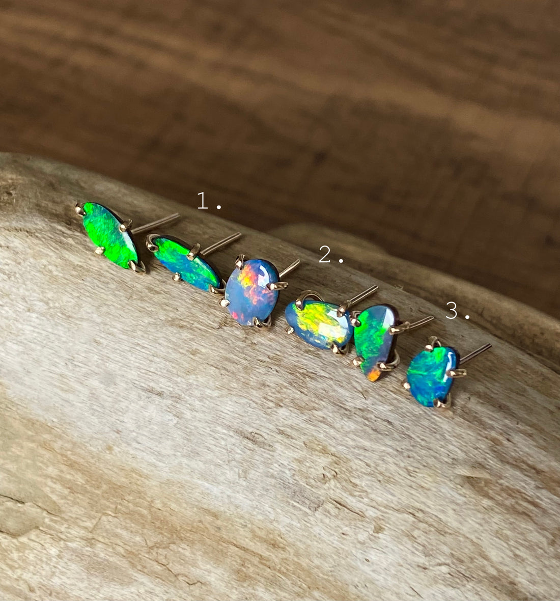 Australian Opal Stud Earrings, October Birthstone Gift