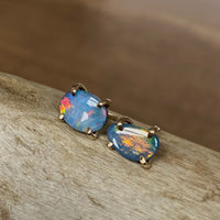 Australian Opal Stud Earrings, October Birthstone Gift