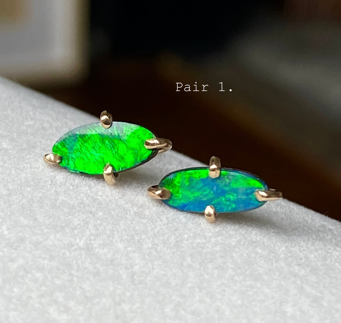 Australian Opal Stud Earrings, October Birthstone Gift