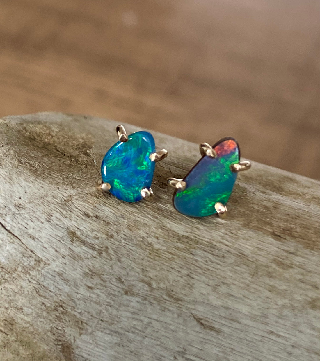 Australian Opal Stud Earrings, October Birthstone Gift