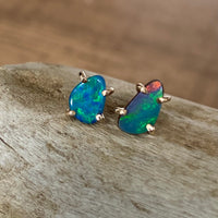 Australian Opal Stud Earrings, October Birthstone Gift