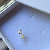 Australian White Opal Heart Stud Earrings, October Birthstone Earrings