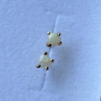 Australian White Opal Heart Stud Earrings, October Birthstone Earrings