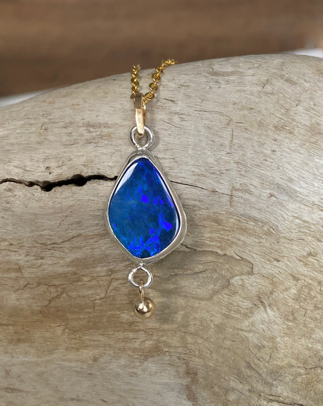Australian Opal Pendant Necklace, October Birthstone Necklace