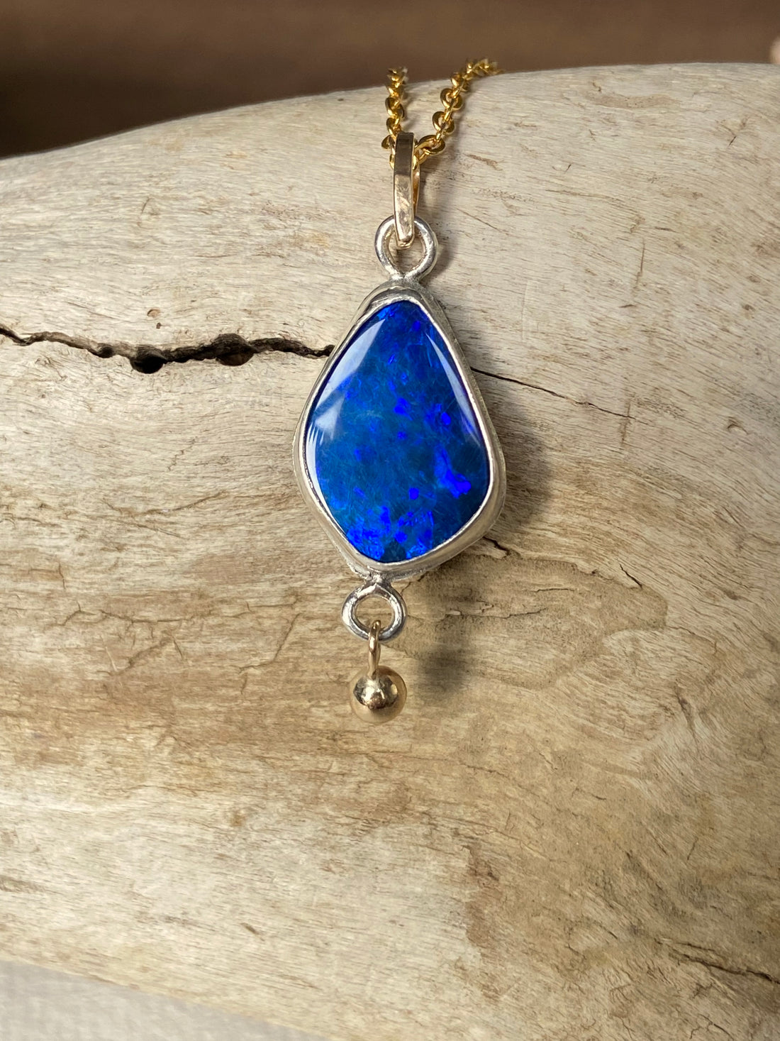 Australian Opal Pendant Necklace, October Birthstone Necklace
