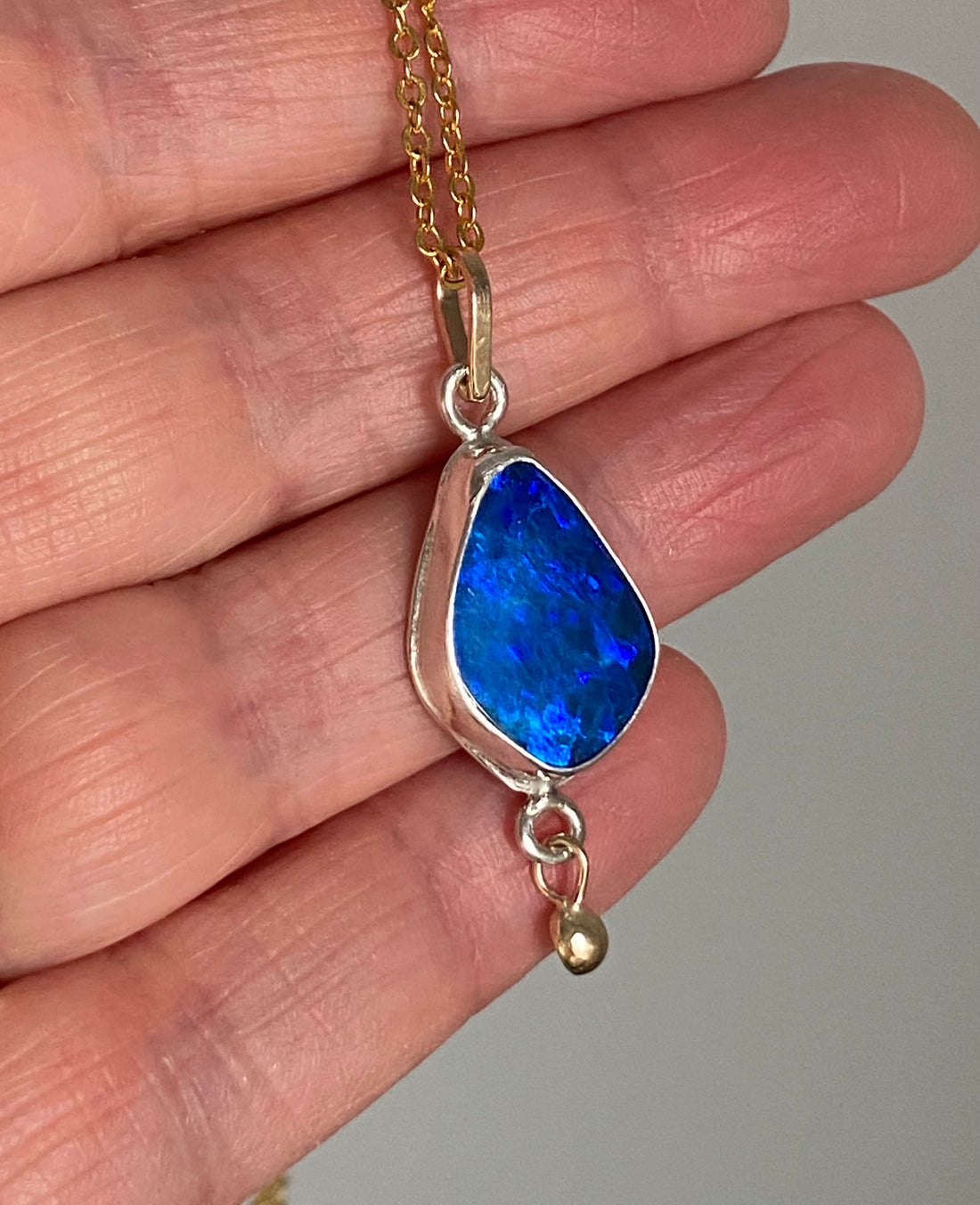 Australian Opal Pendant Necklace, October Birthstone Necklace