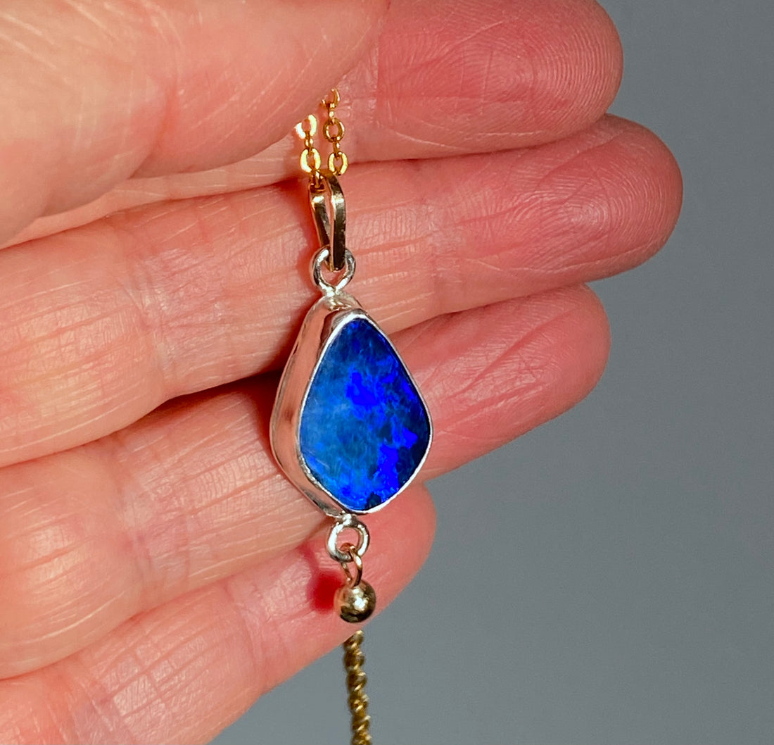 Australian Opal Pendant Necklace, October Birthstone Necklace